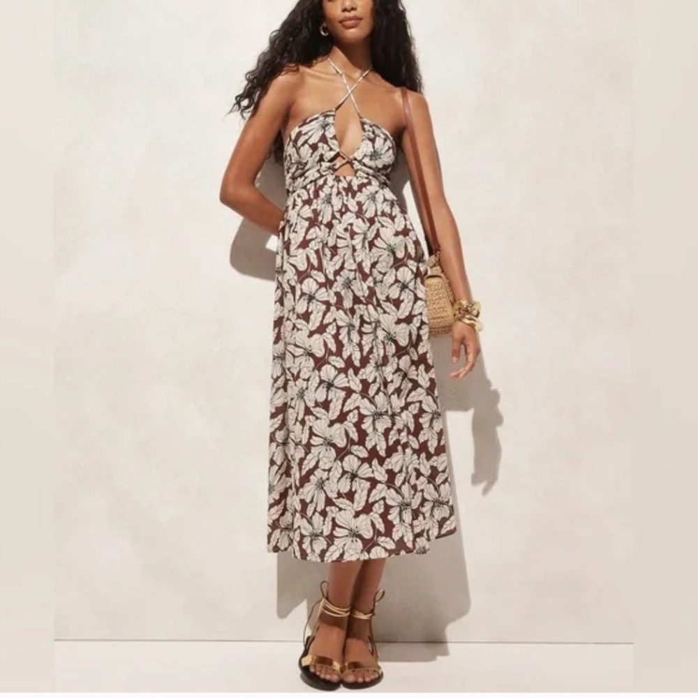 NWT J. Crew Cutout Halter Beach Dress in Floral Cotton Voile Medium